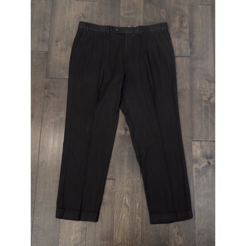 Ralph Lauren Brown Pleated Dress Pants Mens Size 38X30 Pocket Cuffed Trousers
